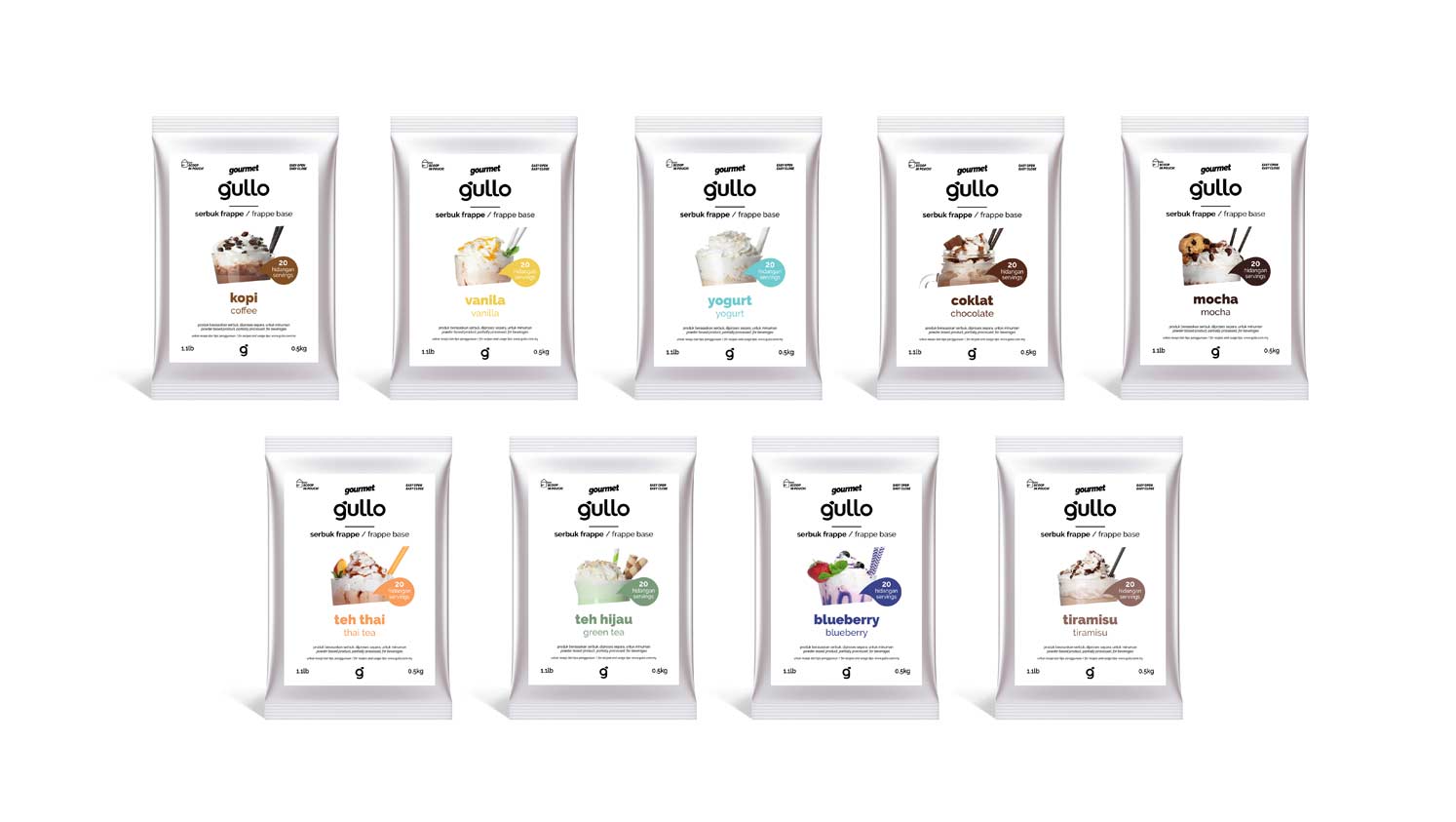 professional drinks packaging design frappe label all flavours