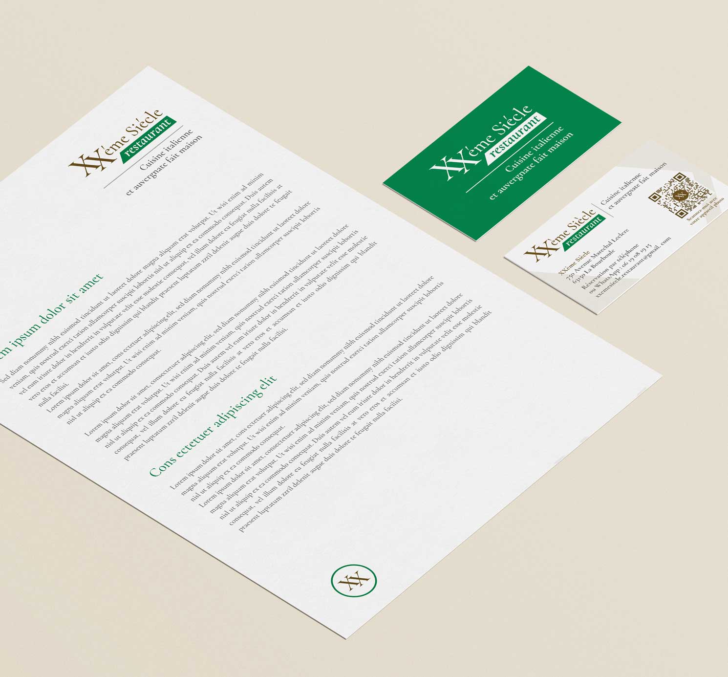 restaurant logo design with business card and letterhead